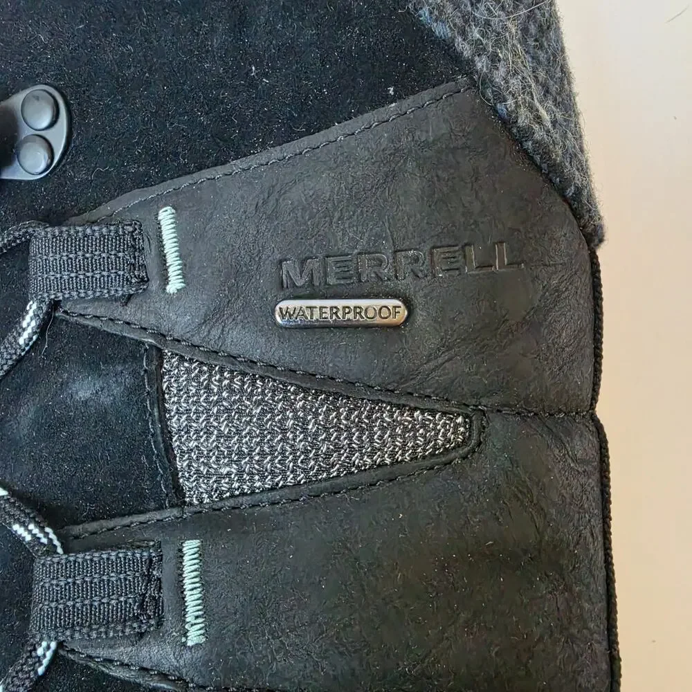 Merrell Boots Thermo Aurora 2 Womens Size 7 Tall Waterproof Black Vibram 400g
